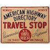 American Highway Directory Travel Stop  Painted Metal Sign