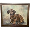 PORTRAIT OF DACHSHUND SAUSAGE DOG OIL PAINTING