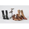 Victorian Ladies Shoes and Cast Iron Shoe Stand