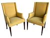Tall Upholstered Wingback Chairs, Pair 