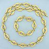 Italian Made Adjustable Heavy Designer Necklace and Bracelet Set in 18K Yellow Gold
