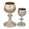TWO CONTINENTAL SILVER CHALICES