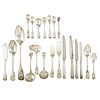 FIDDLE AND SHELL PATTERN ENGLISH SILVER FLATWARE