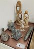 TRAY CARVED STONE FIGURES 12 1/2", 8 1/2", 5 1/2", 6", 4 1/2"