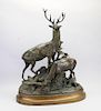 After Remington, Bronze Grouping of Two Deer