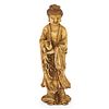 CHINESE SOAPSTONE SCULPTURE OF GUANYIN 肥皂石觀音造像
