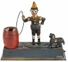 Cast iron Trick Dog type II mechanical bank, manufactured by Hubley.