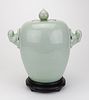 19/ 20 th c. Chinese celadon green covered jar