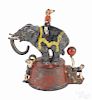 Cast iron Elephant and three clowns mechanical bank, manufactured by J. & E. Stevens Co.