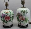 Antique Calligraphy Signd Chinese Ginger Jar Lamps