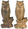 Two cast iron Be Wise Save Money owl still banks, 5'' h.