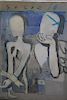 Large Signed, 1988 Mixed Media Figural Abstract