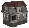 Painted pine house model, ca. 1900, 18 1/2'' h., 18 1/2'' w.
