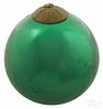 Large green Kugel Christmas ornament, 7 1/2'' dia.
