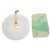 Jade, 14k Yellow Gold Pendant and Plaque