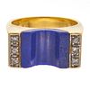 Diamond, Lapis Lazuli, 14k Yellow Gold Ring