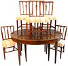Slightly Oval Mahogany Dining Table with Five Chairs