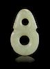 A Small Celadon Jade Pendant Height 1 3/4 inches.