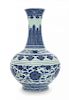 A Blue and White Porcelain Bottle Vase, Shangping Height 14 1/2 inches.