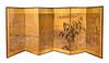 A Japanese Six-Fold Floor Screen Height 45 3/4 x width of each panel 18 1/4 inches.
