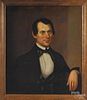 American oil on canvas portrait of a gentleman, mid 19th c., 29 1/2'' x 25''.