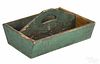 Painted pine cutlery box, 19th c., retaining an old green surface, 5 1/2'' h., 12 1/2'' w.