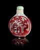 A Red Overlay Peking Glass Snuff Bottle Height 3 inches.