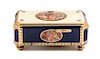 A Swiss Gilt Bronze and Enamel Music Box Length 4 7/8 inches.