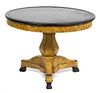 An Italian Neoclassical Style Marble Top Table Height 29 x diameter 40 inches.