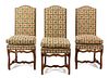 A Set of Eight Italian Walnut Dining Chairs Height 43 x width 19 x depth 21 inches.