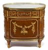 A Louis XVI Style Gilt Bronze Mounted Oval Cabinet Height 33 1/2 x width 34 1/2 x depth 23 3/4 inches.