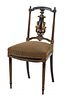 A Louis XVI Style Black and Gilt Painted Side Chair Height 32 3/4 inches.