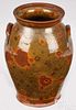 New England redware jar, 19th c.