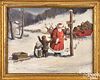 Oil on canvas illustration of Santa Claus