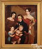 American oil on canvas portrait of five children