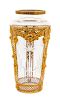 A French Empire Gilt Metal Mounted Cut Glass Vase Height 13 inches.