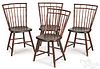 Set of four Pennsylvania birdcage Windsor chairs