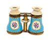 A Pair of French Porcelain Opera Glasses Height 3 1/8 inches.