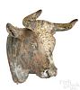 Zinc bull's head trade sign, late 19th c.