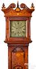 Chippendale inlaid walnut tall case clock