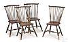 Set of four Connecticut fanback Windsor chairs