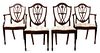A Set of Twelve George III Style Mahogany Shield Back Dining Chairs Height 38 inches.
