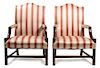 A Pair of George III Style Mahogany Open Armchairs Height 41 1/2 inches.