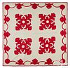Red and white appliqué Hawaiian quilt, late 19th c