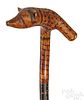 Carved and painted folk art cane, 19th c.