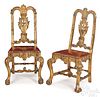 Pair of Italian carved and gilded dining chairs