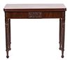 An American Empire Mahogany Flip Top Table Height 30 x width 36 x depth 15 1/2 inches.