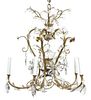 A Contemporary Gilt Metal and Foliate Shaped Glass Five-Light Chandelier Heigh 22 x diameter 20 inches.