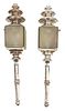 A Pair of Brass and Tin Carriage Lamps Height 37 x width 7 x depth 7 inches.