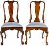 Pair of Kindel Queen Anne style walnut dining chairs.